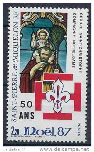 1987 SAINT PIERRE ET MIQUELON 483**  Noël, Vitrail, Scoutisme - Unused Stamps