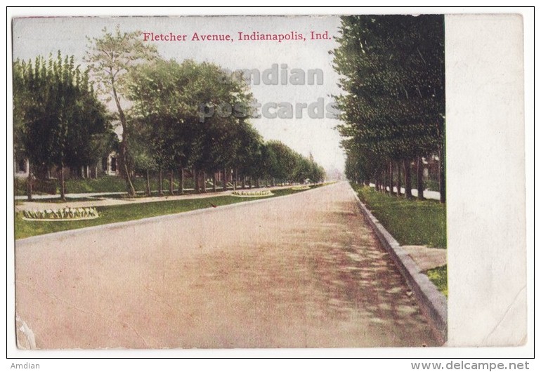 INDIANAPOLIS IN ~ FLETCHER AVENUE~ C1900s Vintage Postcard ~ EARLY STREET VIEW ~ INDIANA [3960] - Indianapolis