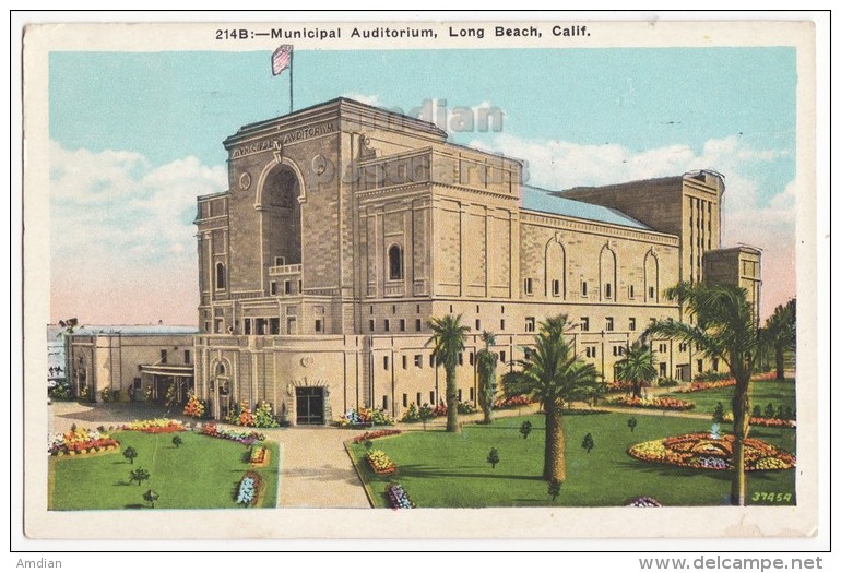 USA, LONG BEACH CA~ MUNICIPAL AUDITORIUM BUILDING And PARK ~ 1930s Vintage CALIFORNIA Postcard  [3962] - Long Beach