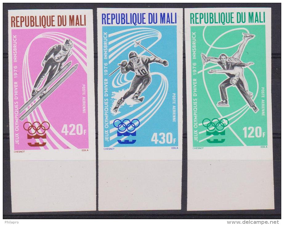 MALI   NON DENT/IMPERF OLYMPIQUES NINSBRUCK 1976   YVERT  N°PA267/9  Réf 3682 - Jumping