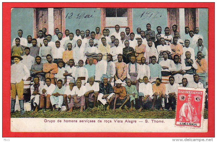 CPA: Sao Tome Et Principe - Grupo De Homens Serviçaes Da Roça Vista Alegre  - S.Thomé - Sao Tome Et Principe