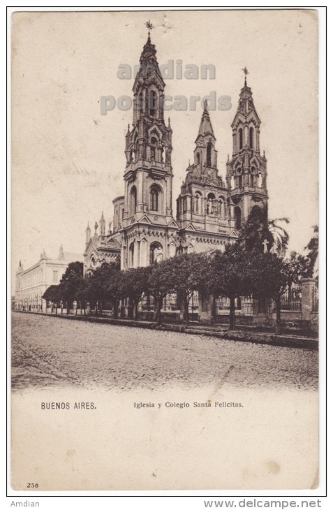 BUENOS AIRES Vintage Postcard~IGLESIA Y COLEGIO SANTA FELICITAS~ARGENTINA C1900s [3966] - Argentina