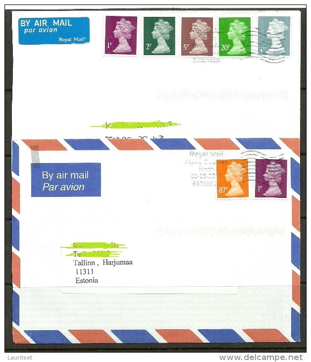 GREAT BRITAIN England 2 Covers To Estland Estonia 2013 With Queen Stamps - Storia Postale