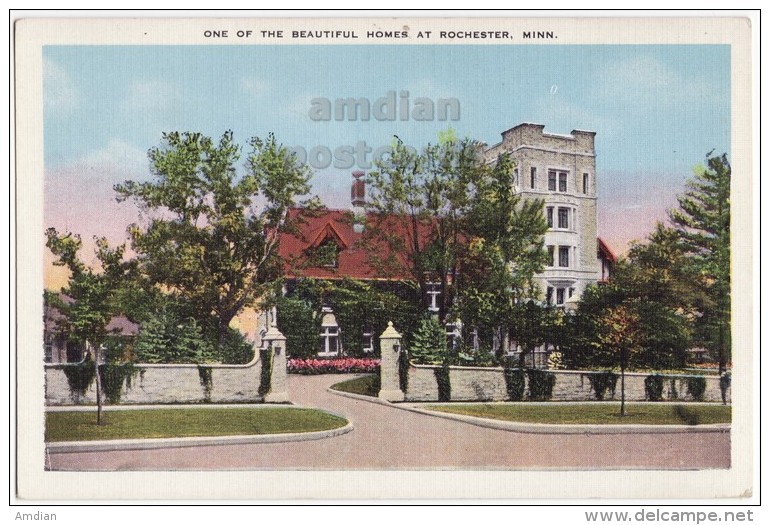 USA, ROCHESTER MN ~A BEAUTIFUL HOME~c1940s Linen Vintage Unused Postcard ~MINNESOTA HOUSE ARCHITECTURE [3971] - Rochester