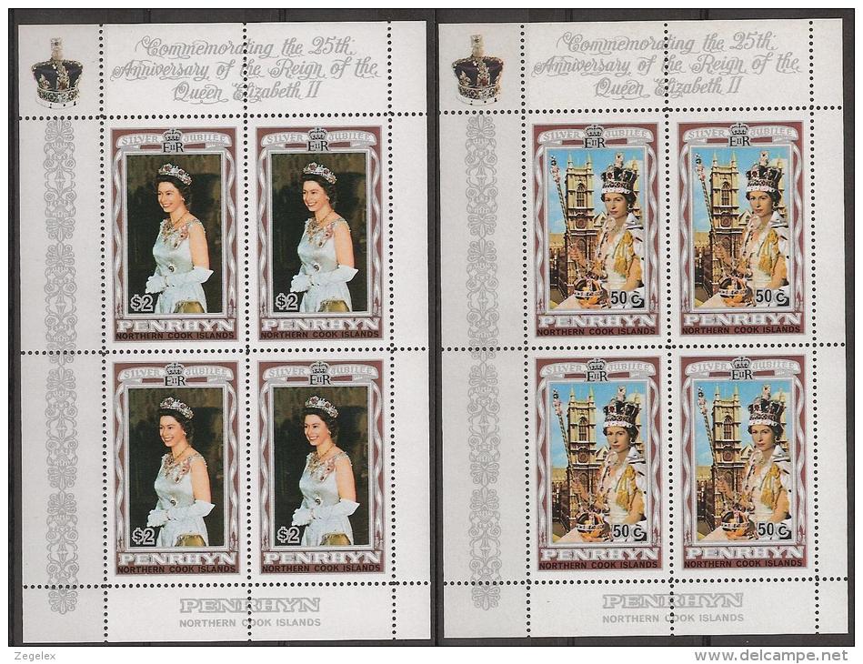 Penrhyn 1977  Silver Jubilee Coronation Queen Elisabeth - 3 Blocks - MNH**, Postfrisch Ohne Falz , Neuf Sans CharniÂŠre - Penrhyn