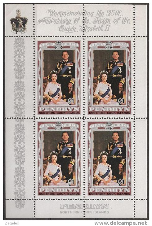 Penrhyn 1977  Silver Jubilee Coronation Queen Elisabeth - 3 Blocks - MNH**, Postfrisch Ohne Falz , Neuf Sans CharniÂŠre - Penrhyn