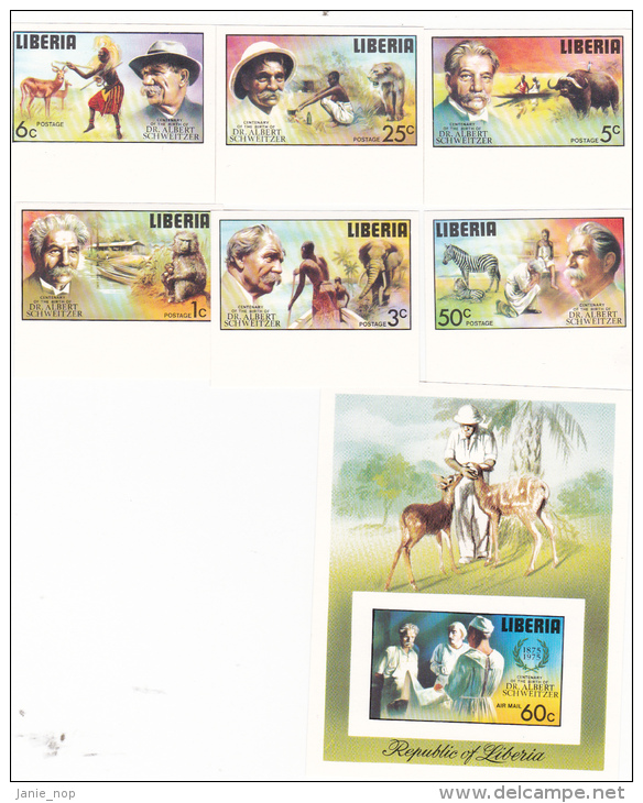 Liberia - Albert Schweitzer Set And Mini Sheet  Imperforated  MNH - Albert Schweitzer