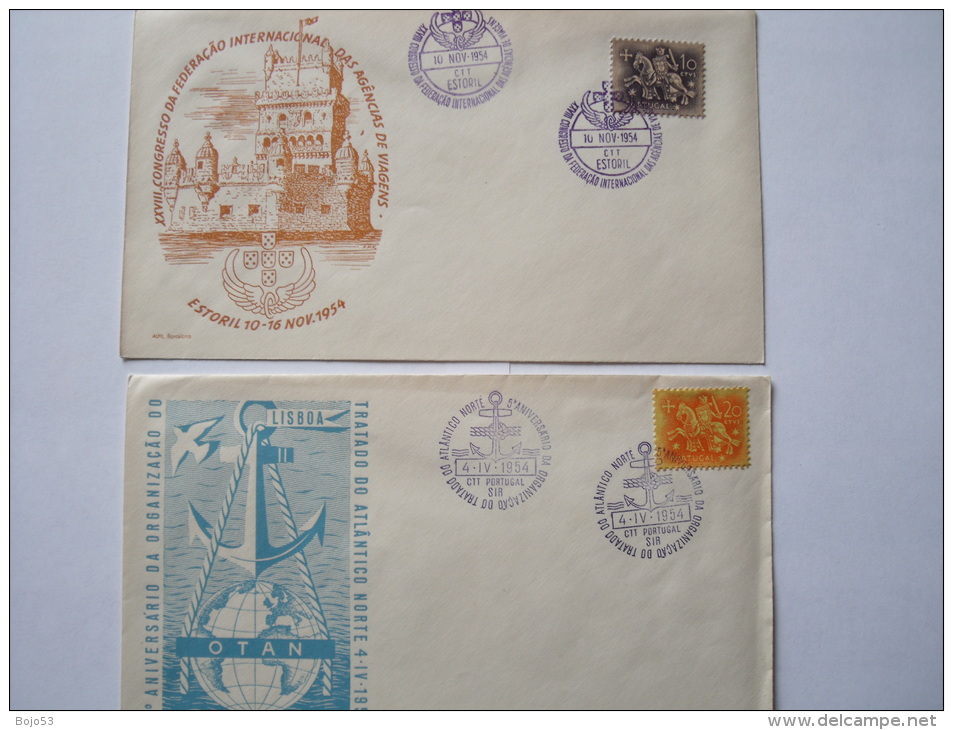 PORTUGAL -  Lot De 2 Enveloppes - De 1954 - Flammes & Oblitérations