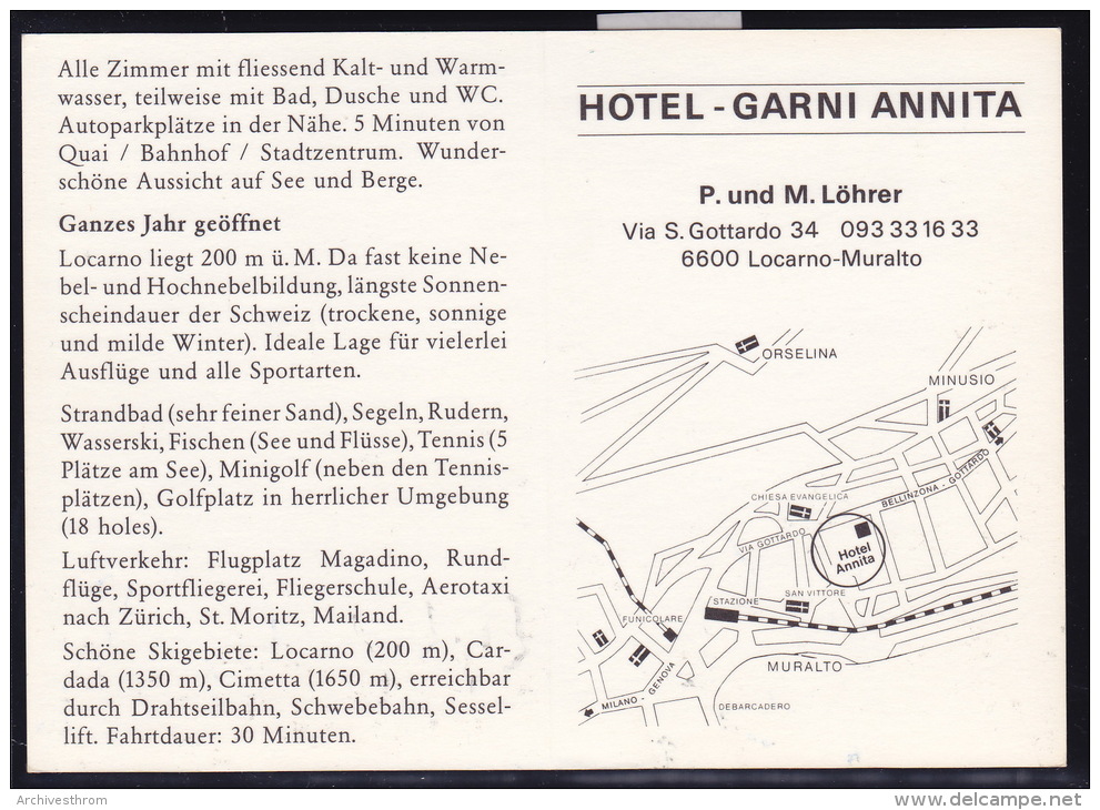 Locarno - Muralto - Via S. Gottardo 34 - Hotel Garni Annita - 3 Viste ; Form. 10 / 15 (10´313) - Muralto