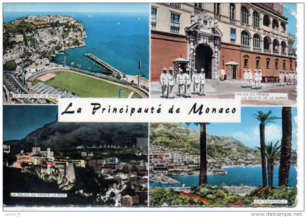 CP -  LA PRINCIPAUTE DE MONACO - MULTIVUES - LE ROCHER ET LE STADE - PALAIS DU PRINCE LA RELEVE DE LA GARDE - LE PALAIS - Tarjetas Panorámicas