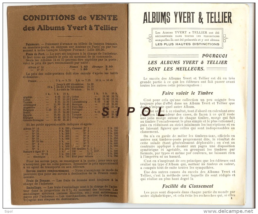 Prix Coutant Des Albums Yvert & Tellier Et Accessoires Philateliques Decembre 1936- 67 Pages BE10.5 X 17.5 Cm - Auktionskataloge