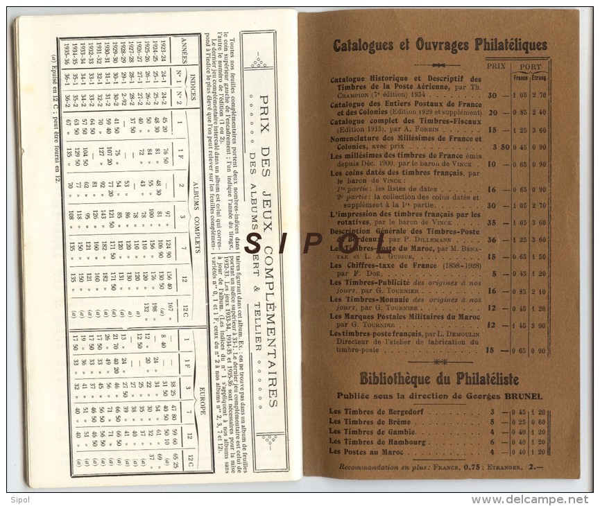 Prix Coutant Des Albums Yvert & Tellier Et Accessoires Philateliques Decembre 1936- 67 Pages BE10.5 X 17.5 Cm - Catalogues De Maisons De Vente