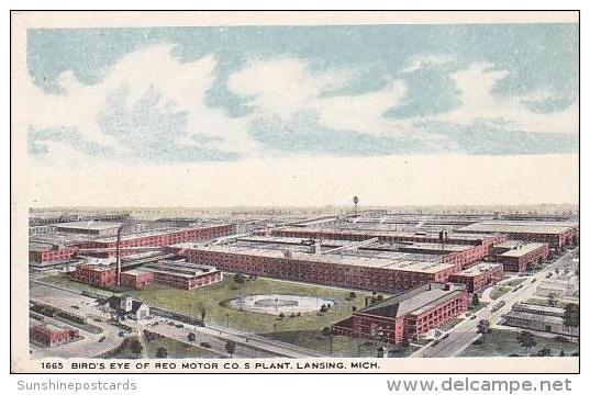 Michigan Lansing Birds Eye View Of Reo Motor Company Plant - Lansing