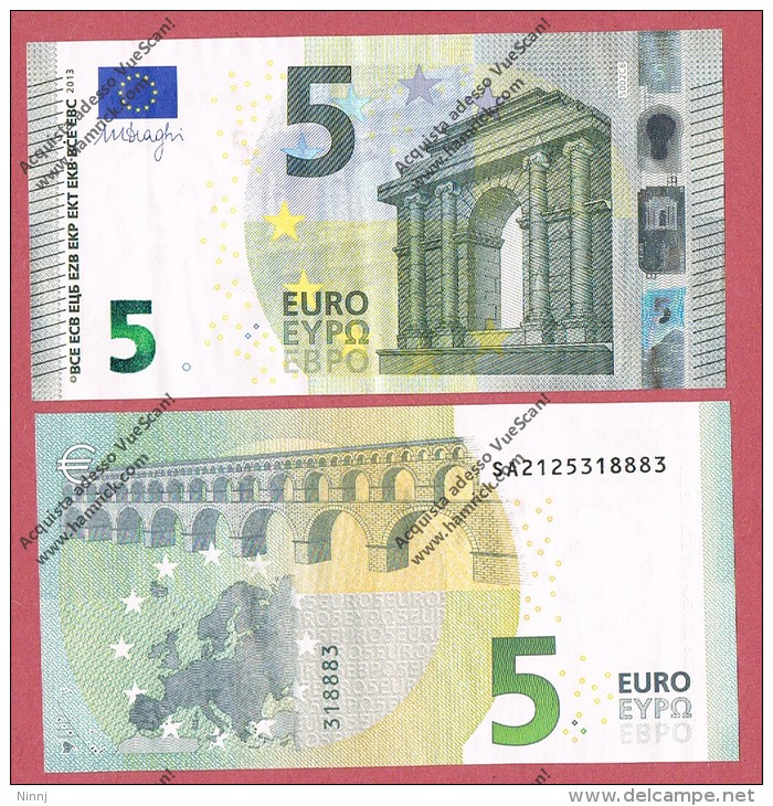 Italia 2013 Nuova Banconota 5 EURO -S002B6- Emessa 2 Maggio 2013 Mario Draghi Nuova** Integra Mai Circolata - Other & Unclassified