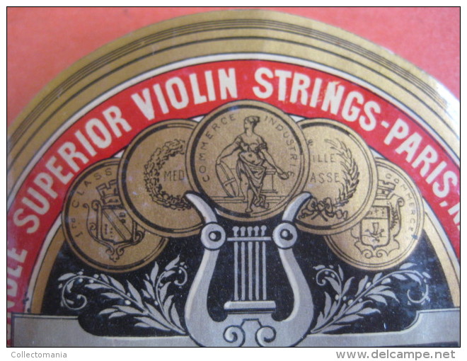 1 ETIQUETTE C1870 Litho Parafiné  - VIOLIN STRINGS _ MUZIEK VIOOL SNAREN _ 299.1RST -  IMPR. ROMAIN & PALYART - Musikinstrumente