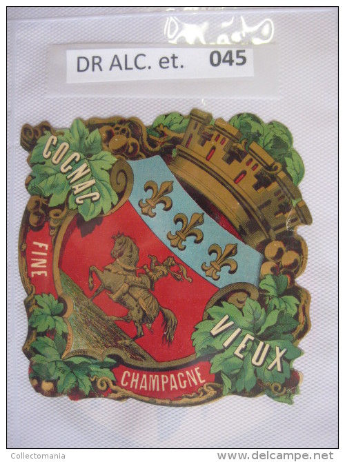 1 SUPERBE ETIQUETTES XIX Ième - COGNAC VIEUX FINE CHAMPAGNE  - RIDDER KNIGHT CHEVALIER CAVALIER-   IMPR. G. NISSOU N° 49 - Rhum