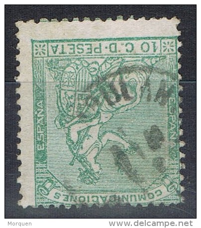 Sello 10 Cts Verde Alegoria España 1873, Fechador AMBULANTE, Num 133 º - Used Stamps