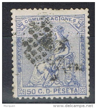 Sello 50 Cts Azul Alegoria España 1873,  Variedad Color,  Num 137a º - Gebraucht