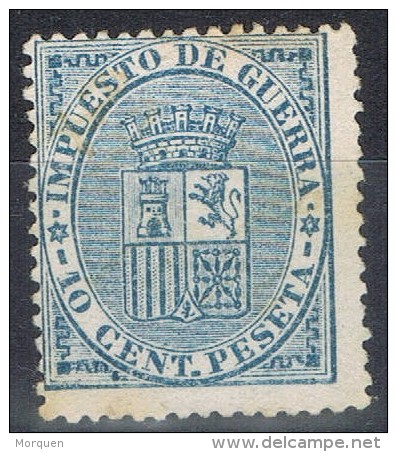 Sello 10 Cts Azul Impuesto Guerra 1874, VARIEDAD  Impresion, Num 142 * - Kriegssteuermarken