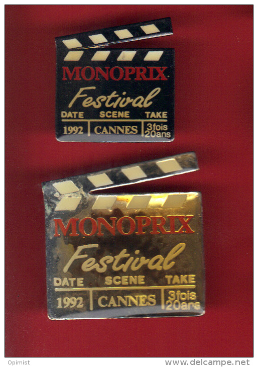 28636-lot De 2 Pin's Cinéma.festival De Cannes.Monoprix.supermarc Hé.. - Films