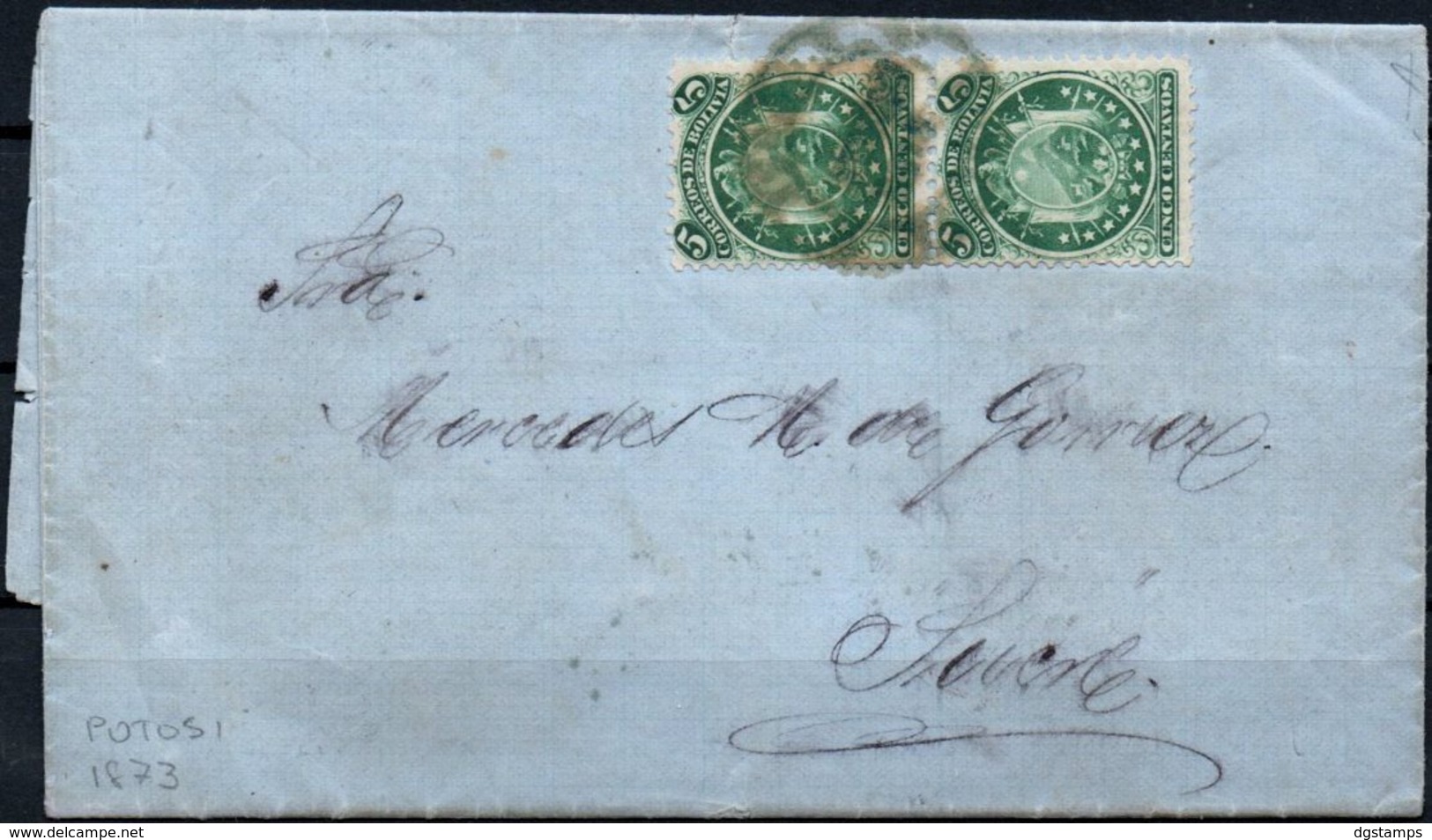 Bolivia 1873 CEFIBOL#23 Carta Completa Potosi-Sucre. RARO See Desc. - Bolivia