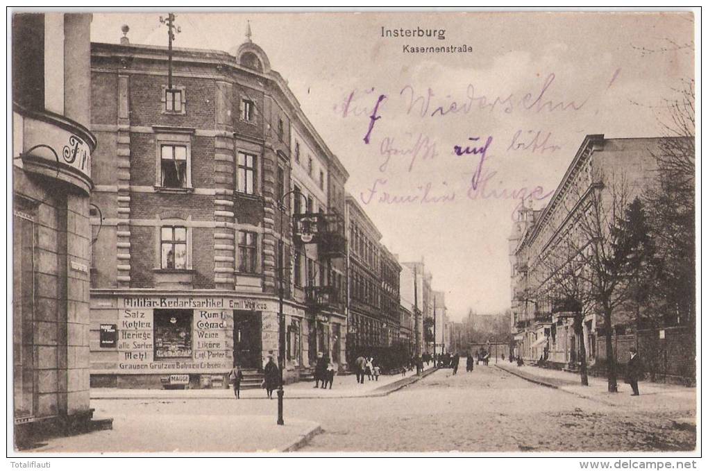 Insterburg Kasernen Straße Tschernjachowsk Militär Bedarsartikel E Wottkas Maggi 8.8.1915 Als Feldpost Gelaufen - Ostpreussen