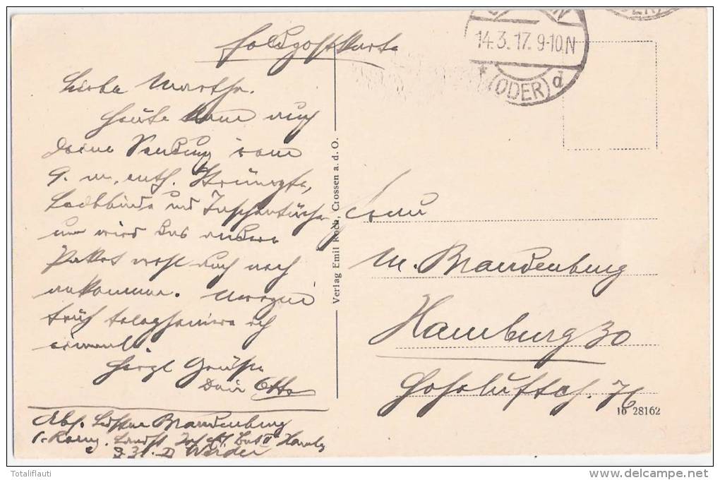 Crossen An Der Oder Amts Fischerei Mit Silberberg Krosno Odrza&#324;skie 14.3.1917 Gelaufen - Neumark