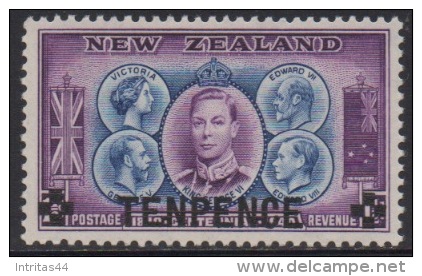 NEW ZEALAND 1944 PROVISIONAL 10d On 1.1/2d SOVEREIGNS STAMP MNH - Unused Stamps