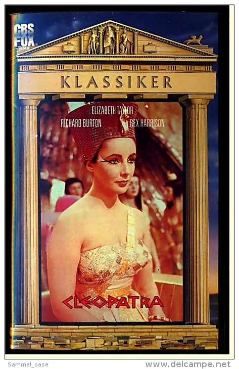 VHS Video , Cleopatra  -  Mit :  Elizabeth Taylor, Richard Burton, Rex Harrison, Pamela Brown, George Cole  -  Von 1990 - Classic