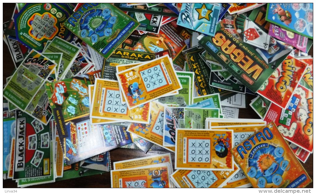 SUPER LOT ! 200 Gr DE TICKETS GRATTÉS EN VRAC- FRANCAISE DES JEUX- ENVIRON 130 PIECES EN MÉLANGE TOUT VENANT- 4 SCANS - Autres & Non Classés