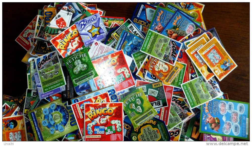 SUPER LOT ! 200 Gr DE TICKETS GRATTÉS EN VRAC- FRANCAISE DES JEUX- ENVIRON 130 PIECES EN MÉLANGE TOUT VENANT- 4 SCANS - Autres & Non Classés