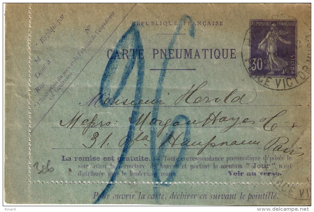 CARTE PNEUMATIQUE .30  Cts    Violet . CLPP 5  ..17 Lignes ...42 Villes  ...  1914..  BE .  SCAN. - Pneumatic Post