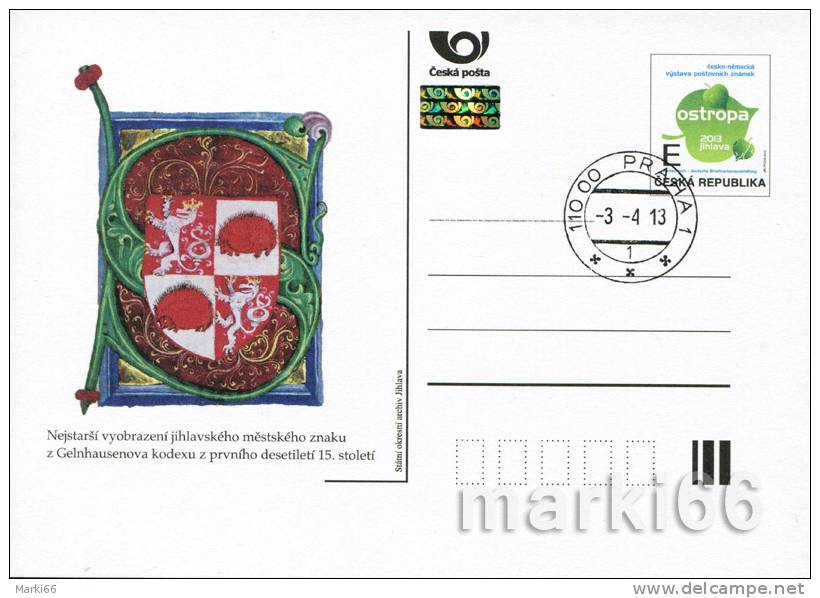 Czech Republic - 2013 - Czech-German OSTROPA Philatelic Stamps Exhibition - Postcard With Original Stamp And Hologram - Cartes Postales