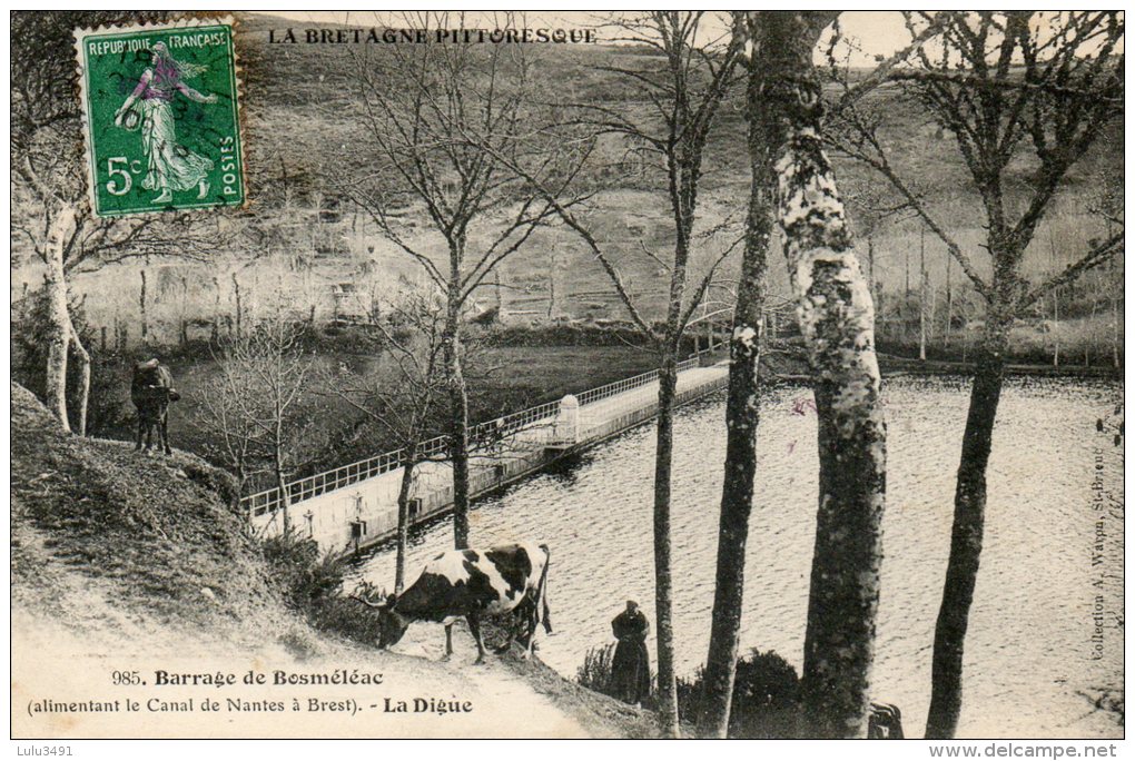 CPA - BOSMELEAC (22)- Le Barrage-Digue Alimentant Le Canal De Nantes à Brest - Bosméléac