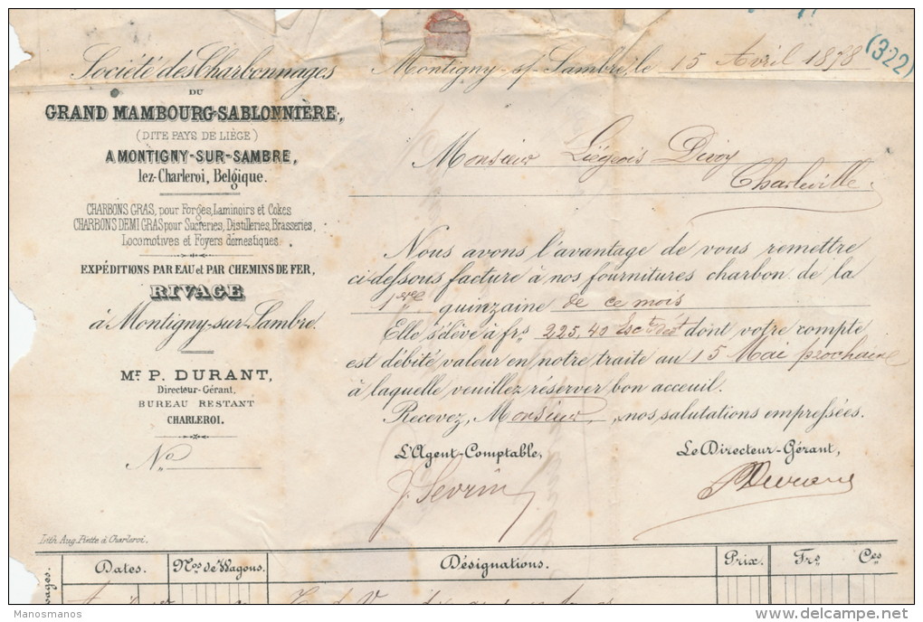 939/20 --  Lettre TP 32 CHARLEROI 1878 Vers CHARLEVILLE Ardennes - Marque De Passage FRANCE PAR EST 4 - Transit Offices