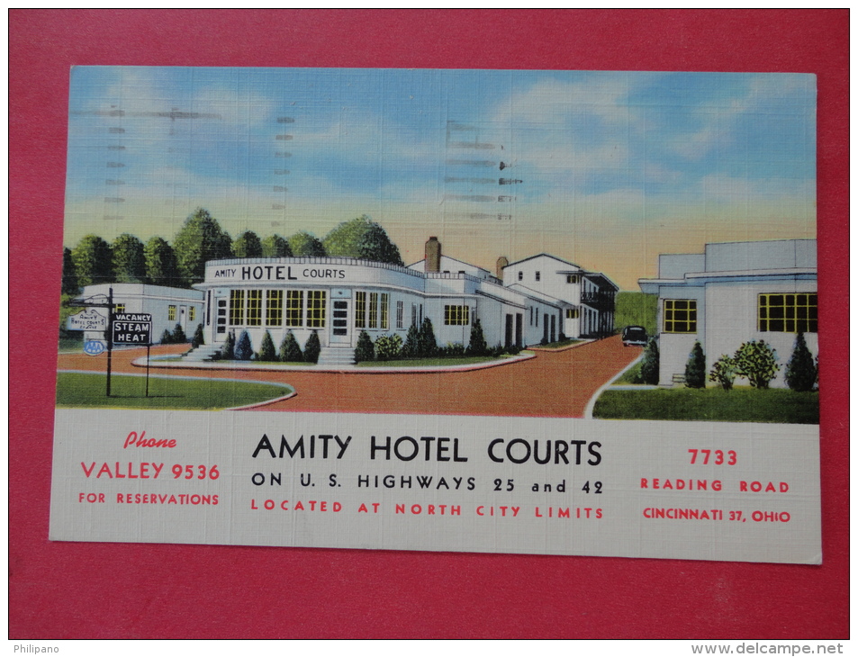Ohio > Cincinnat  Amity Hotel Courts   Linen Mailed --  -ref 959 - Cincinnati
