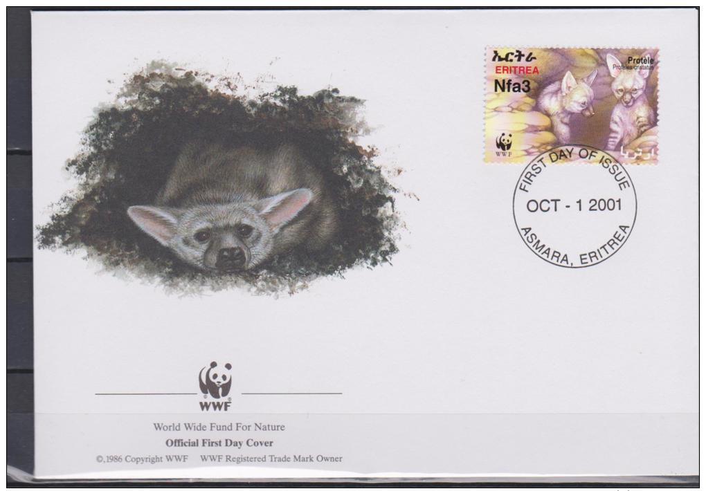 Eritrea, 2001, WWF, Hyena, 4 FDC´s - Cani