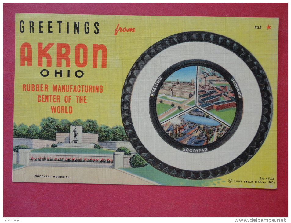 OH - Ohio > Akron  Greetings  From  Linen   Goodyear Tire 1949 --  -ref 959 - Akron