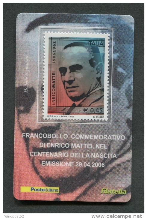 ITALIA TESSERA FILATELICA 2006 - ANNIVERSARIO NASCITA ENRICO MATTEI - 126 - Cartes Philatéliques