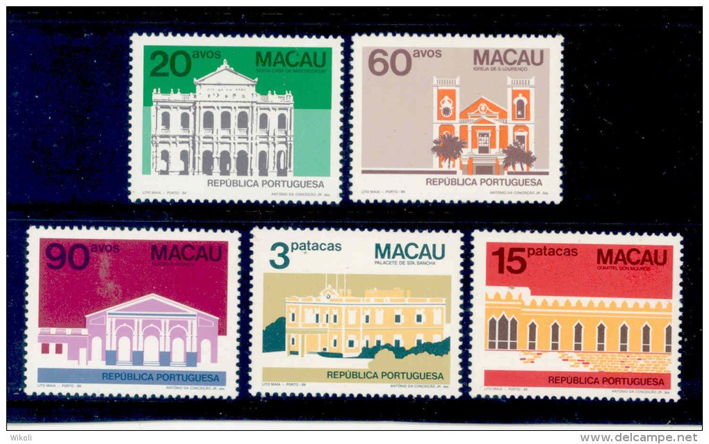 ! ! Macau - 1984 Architecture (Complete Set) - Af. 491 To 495 - MNH - Unused Stamps