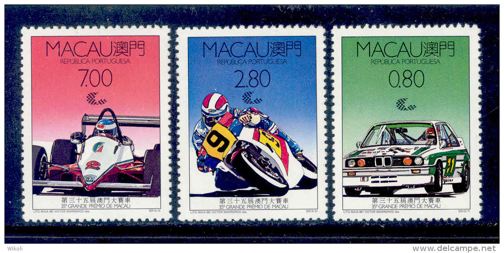 ! ! Macau - 1988 Macau Grand Prix (Complete Set) - Af. 582 To 584 - MNH - Neufs