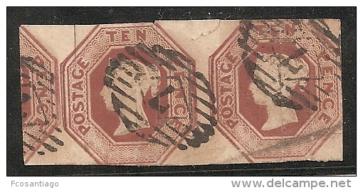 GRAN BRETAÑA 1847/54 - Yvert #6 (En Fragmento) - VFU - Used Stamps