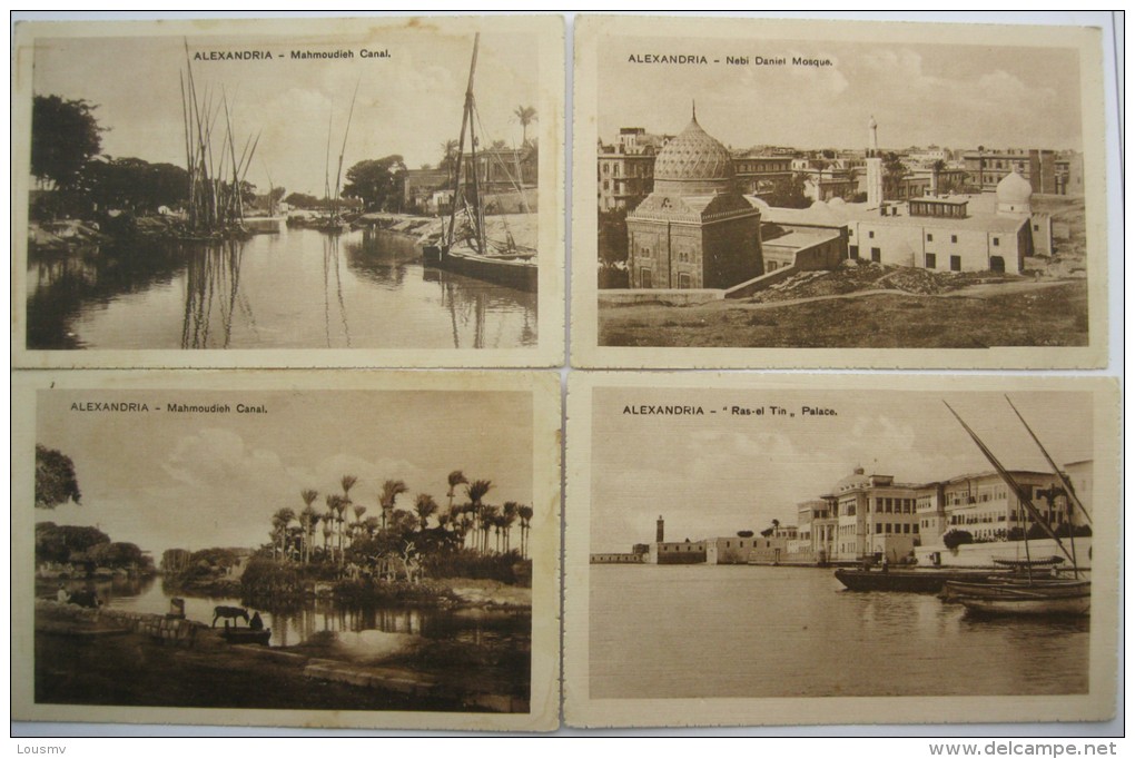 Egypte : Alexandrie / Alexandria : 7 CPA : Pompey's Column  Consuls Square  Mahmoudieh Canal ( 2 Vues) Ras-el Tin Etc. - Alexandrië