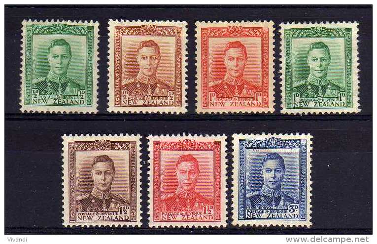 New Zealand - 1938/44 - George VI Definitives - MH - Ungebraucht