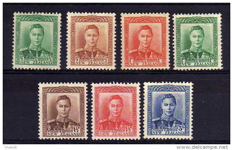 New Zealand - 1938/44 - George VI Definitives - MH - Neufs