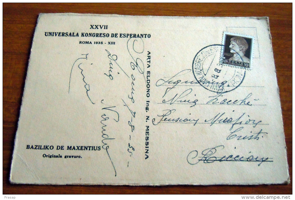 CPA  XVII UNIVERSALA KONGRESO ESPERANTO ROMA 1935 FASCIST BAZILIKO DE MAXETIUS ORIGINALE GRAVURO - Esperanto