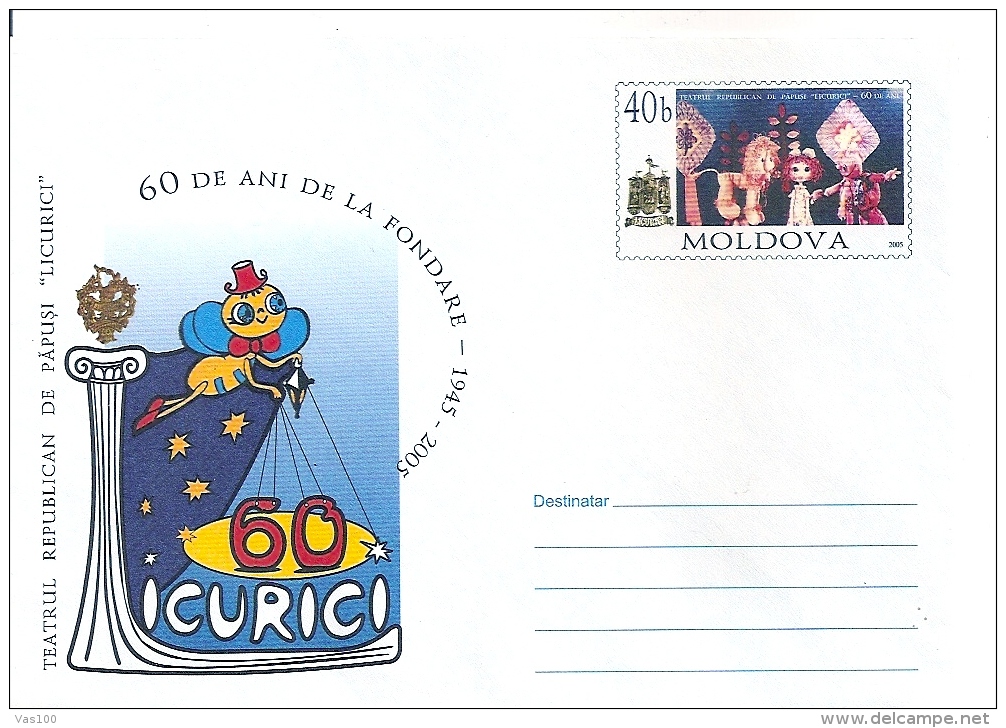 PUPPETS, POUPPES, COVER STATIONERY, ENTIERE POSTAUX, 2005, MOLDOVA - Marionnettes