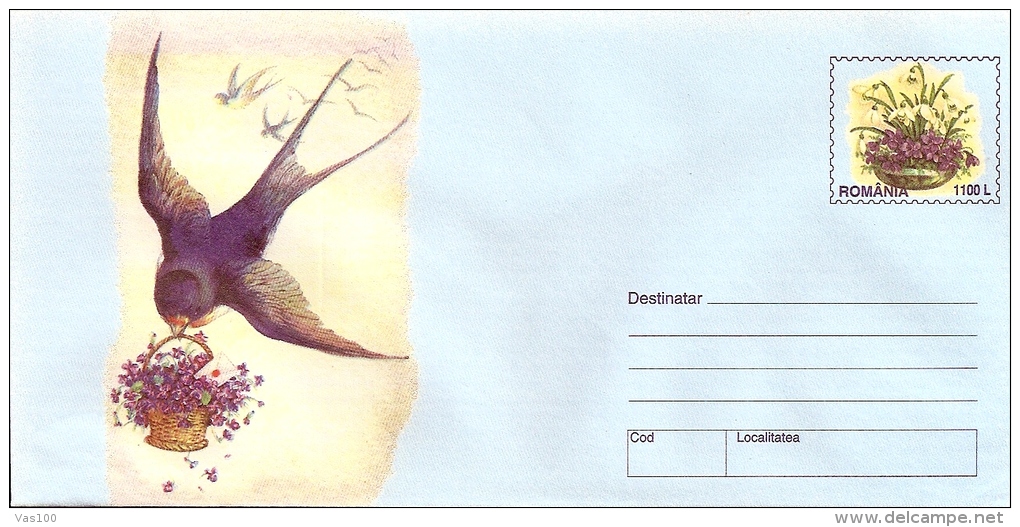 SPARROW, COVER STATIONERY, ENTIERE POSTAUX, 1999, ROMANIA - Sparrows