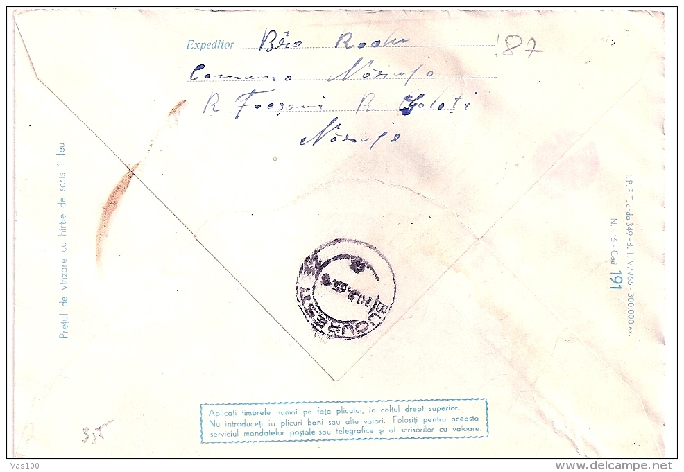 BIRD, OISEAUX, SPPAROW, REGISTERED EXPRESS COVER STATIONERY, ENTIERE POSTAUX, 1965, ROMANIA - Moineaux