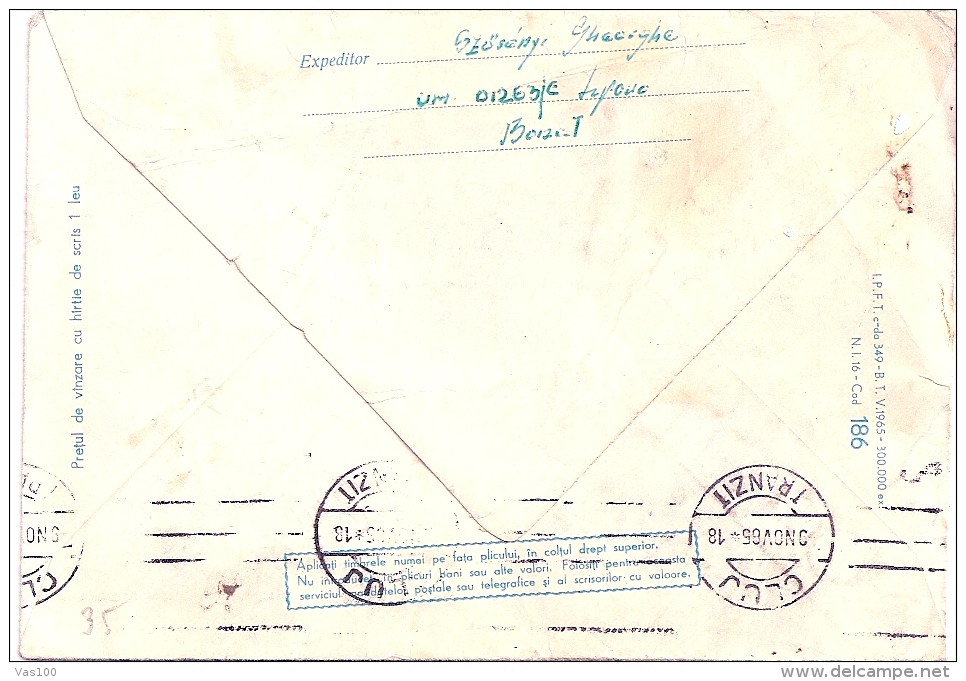 BIRD, OISEAUX, SPPAROW, COVER STATIONERY, ENTIERE POSTAUX, 1965, ROMANIA - Sparrows